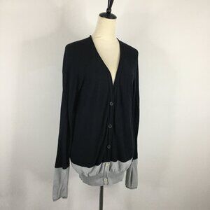 T by ALEXANDER WANG Black Gray Colorblock Wool Silk Blend Knit Cardigan